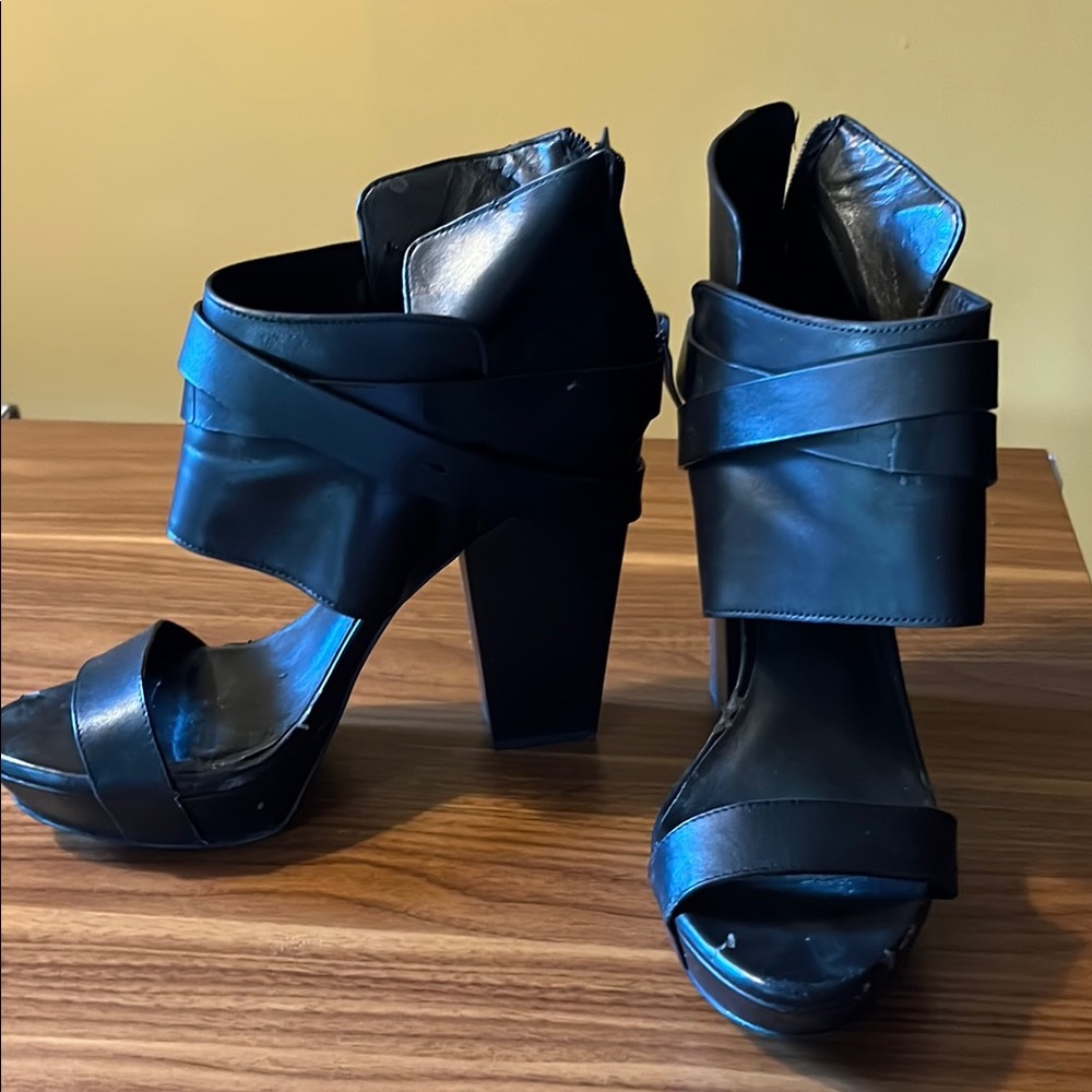 BCBGeneration Black Chunky Heel Sandals